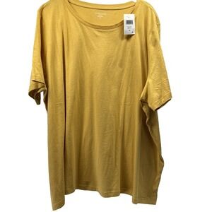 Eileen Fisher Women's Organic Cotton Top Size 3X Yellow Gold Short Sleeve Tee